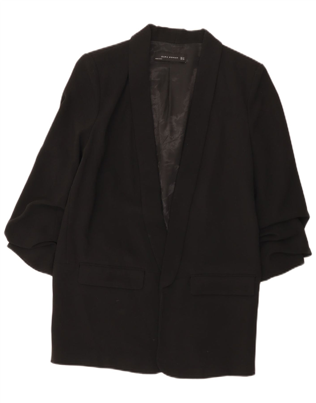 Zara Damen-Blazer mit 3/4-Ärmeln, offen, Gr. 14, mittelschwarz