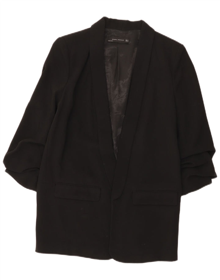Zara Damen-Blazer mit 3/4-Ärmeln, offen, Gr. 14, mittelschwarz