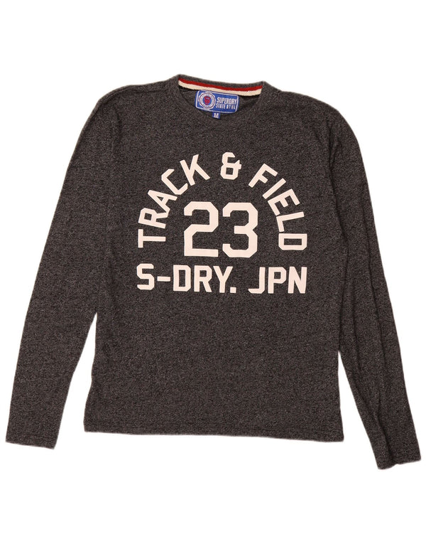 Superdry Herren Graphic Top Langarm mittelgraue Baumwolle