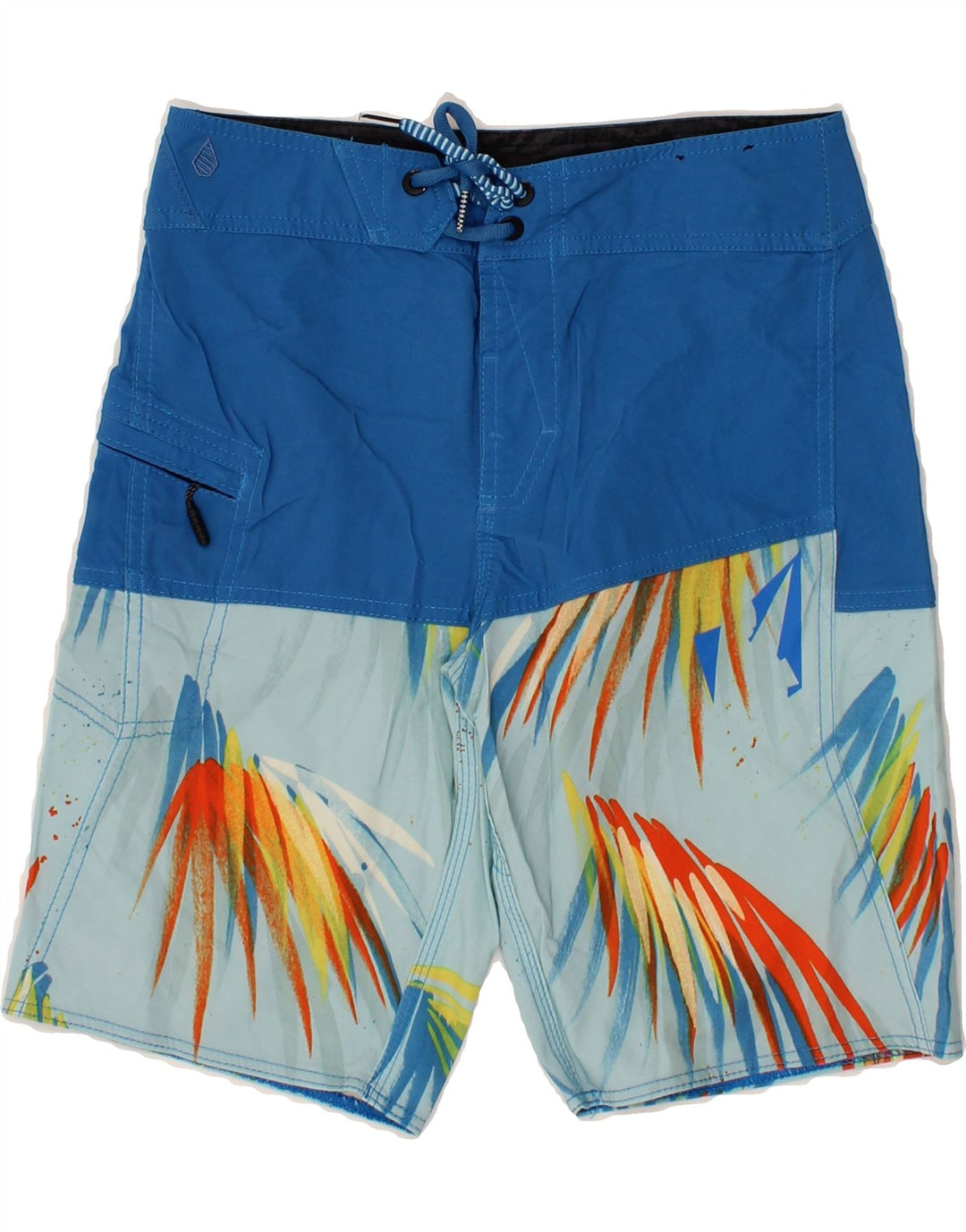VOLCOM Boys Swimming Shorts 13-14 Years Blue Colourblock Polyester Vintage Volcom and Second-Hand Volcom from Messina Hembry 