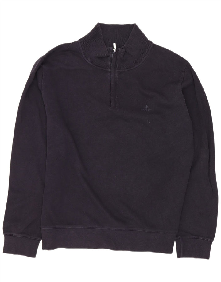 Gant Mens Zip Neck Sweatshirt Jumper 3XL Navy Blue Cotton