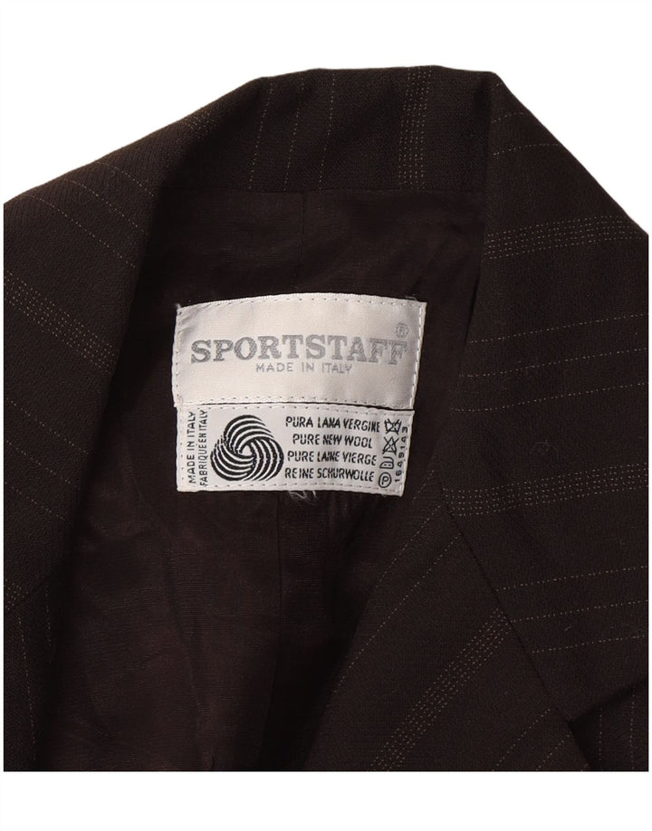 Sportstaff Damen Longline 1-Knopf-Blazerjacke UK 10 Small Braun gestreift