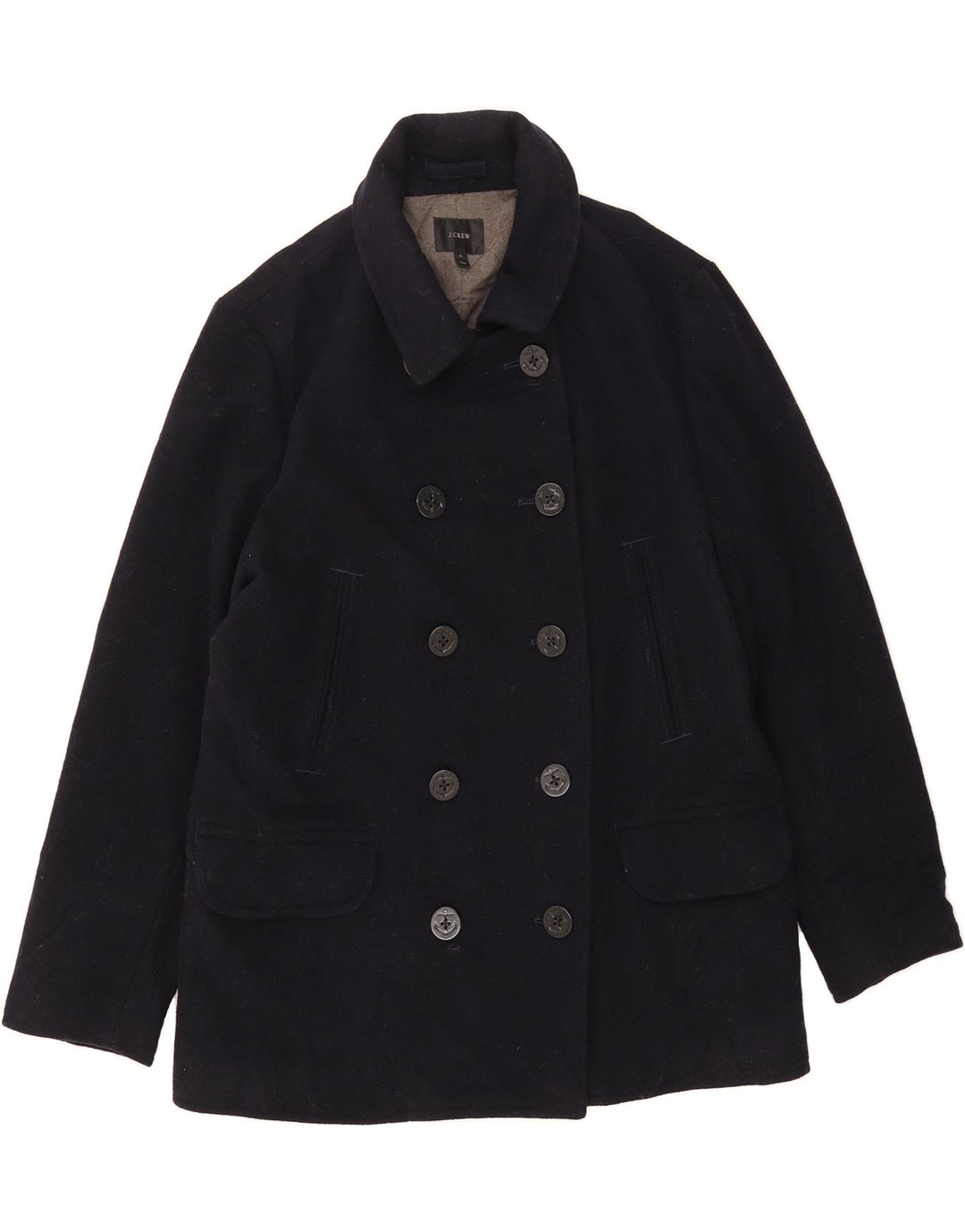 J. CREW Herren Pea Coat UK 42 XL Marineblaue Wolle