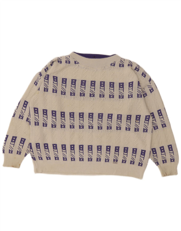 Eisbar Herren-Pullover mit Rundhalsausschnitt, XL, Weiß, geometrisch
