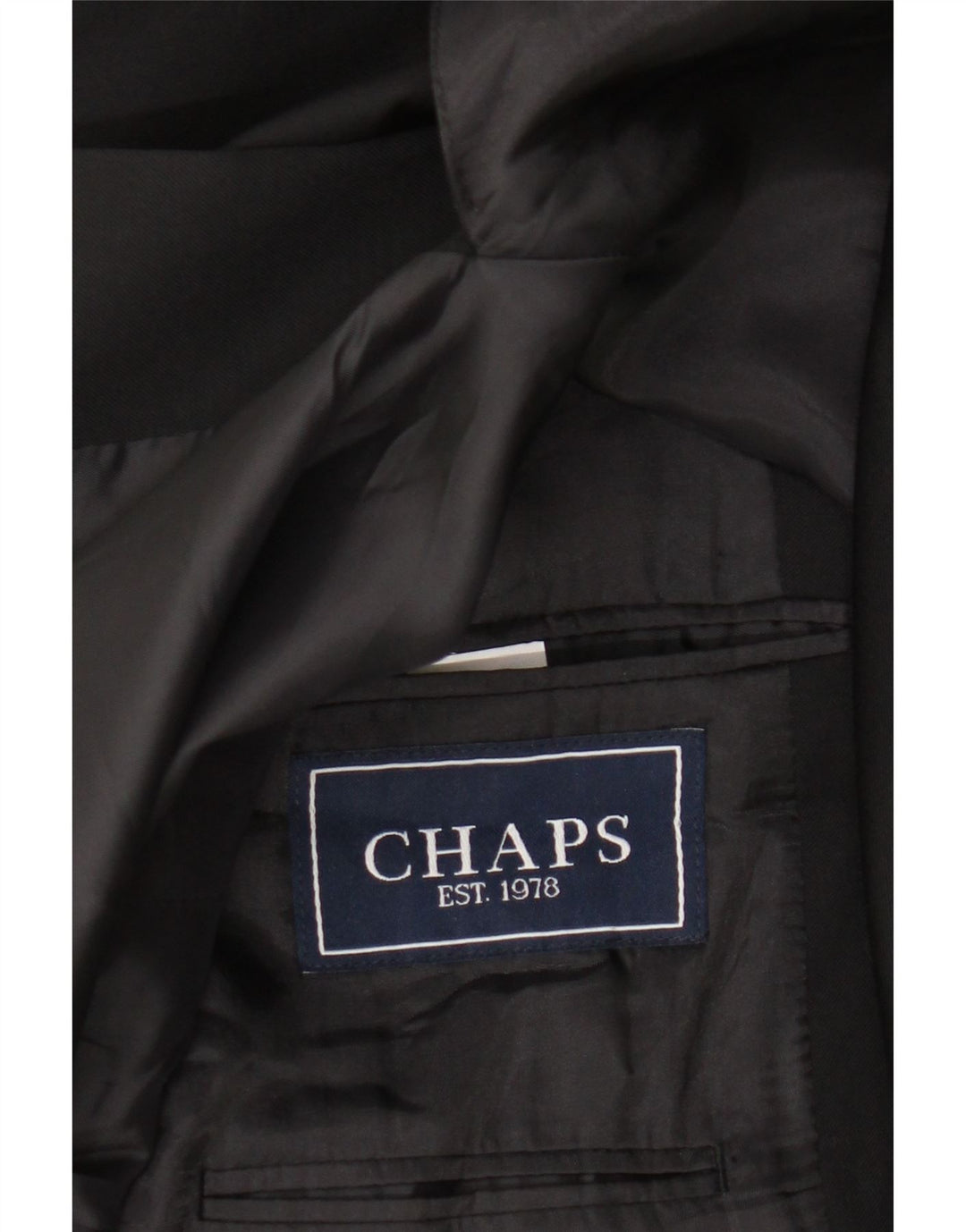 Chaps Herren-Blazer mit 2 Knöpfen, UK 38, mittelschwarze Wolle