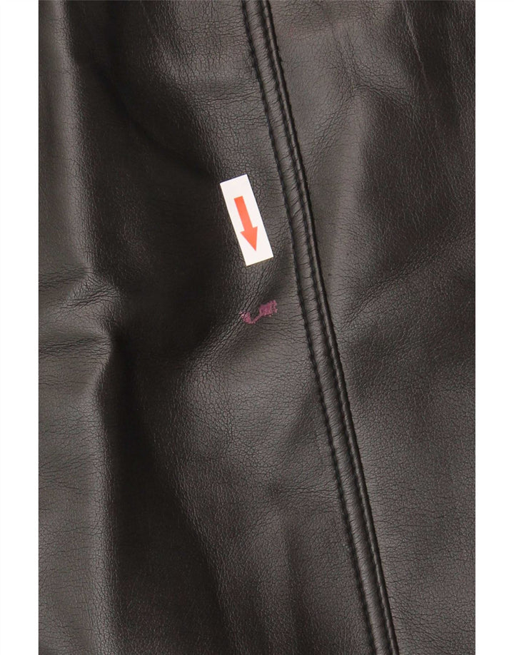 Vintage Damen Mini Lederrock Groß W34 Schwarz