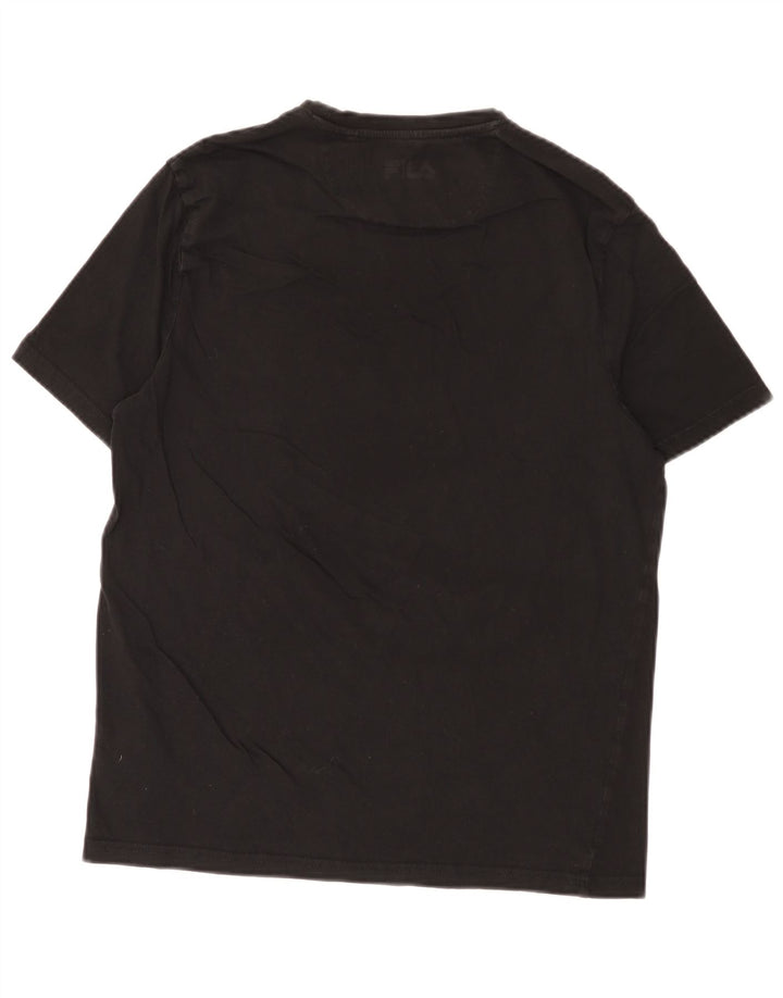 Fila Herren Grafik-T-Shirt-Oberteil aus mittelschwarzer Baumwolle