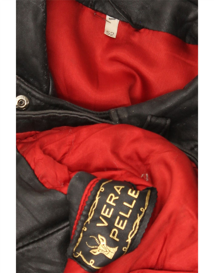 Vintage Herren Leder Bikerjacke IT 52 XL Blaues Leder