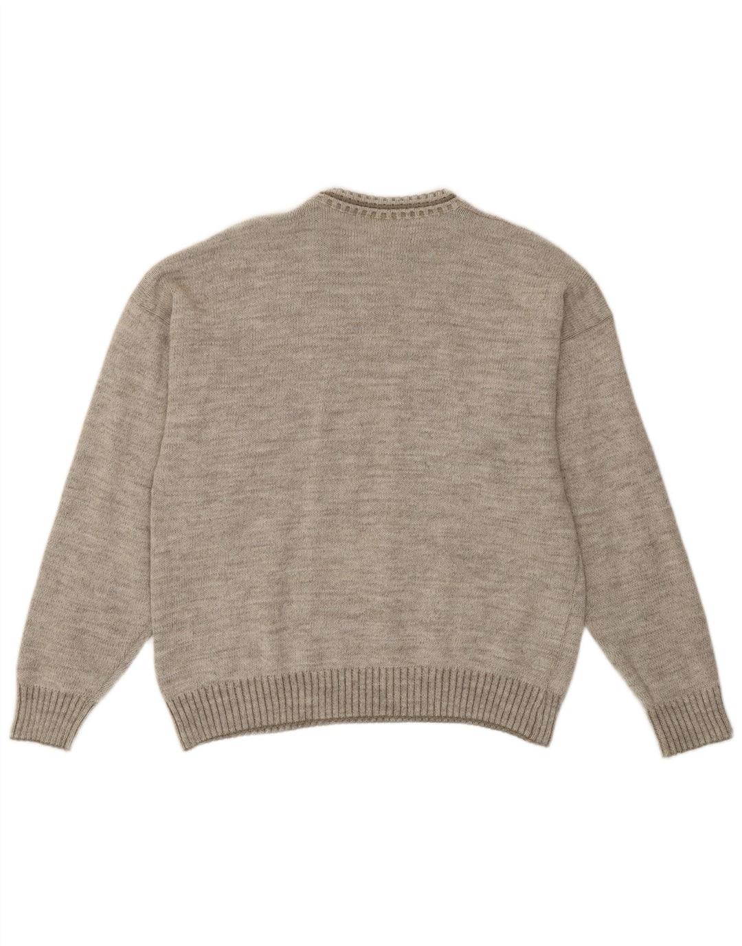 Vintage Herren Pullover mit Rundhalsausschnitt Mittelgrau Geometrisch Retro