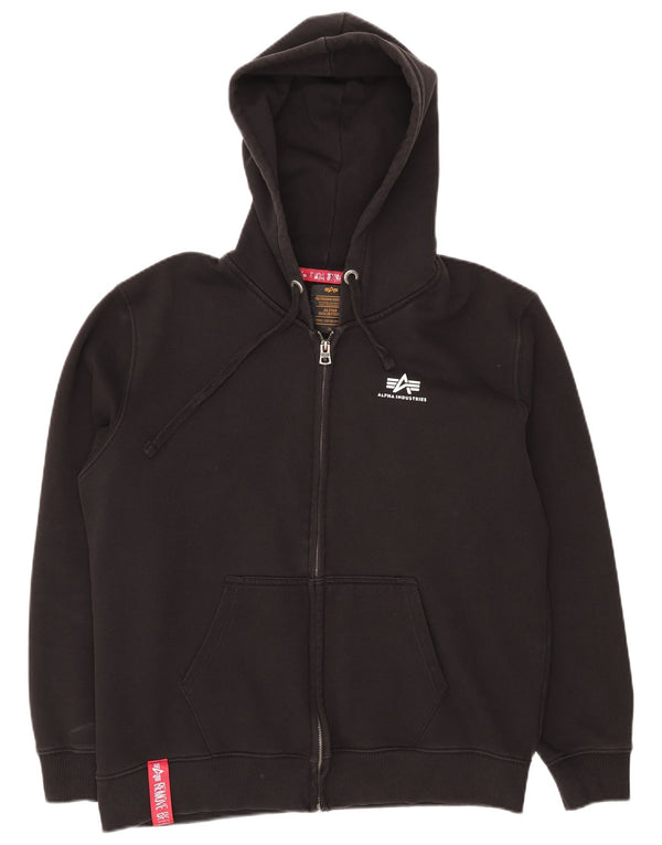 Alpha Industries Herren-Kapuzenpullover mit Reißverschluss, XL, schwarze Baumwolle