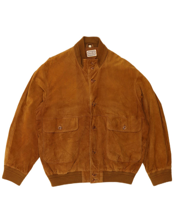 Vintage Herren Wildleder Bomberjacke UK 42 XL Braunes Leder