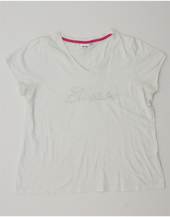 Ellesse Womens Graphic T-Shirt Top UK 20 2XL Weiße Baumwolle