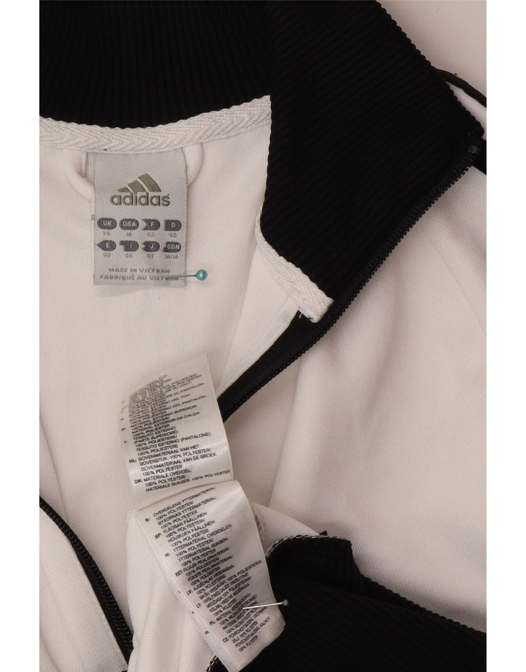 Adidas Damen Crop Trainingsanzug Top Jacke UK 14 Medium Weiß Colourblock