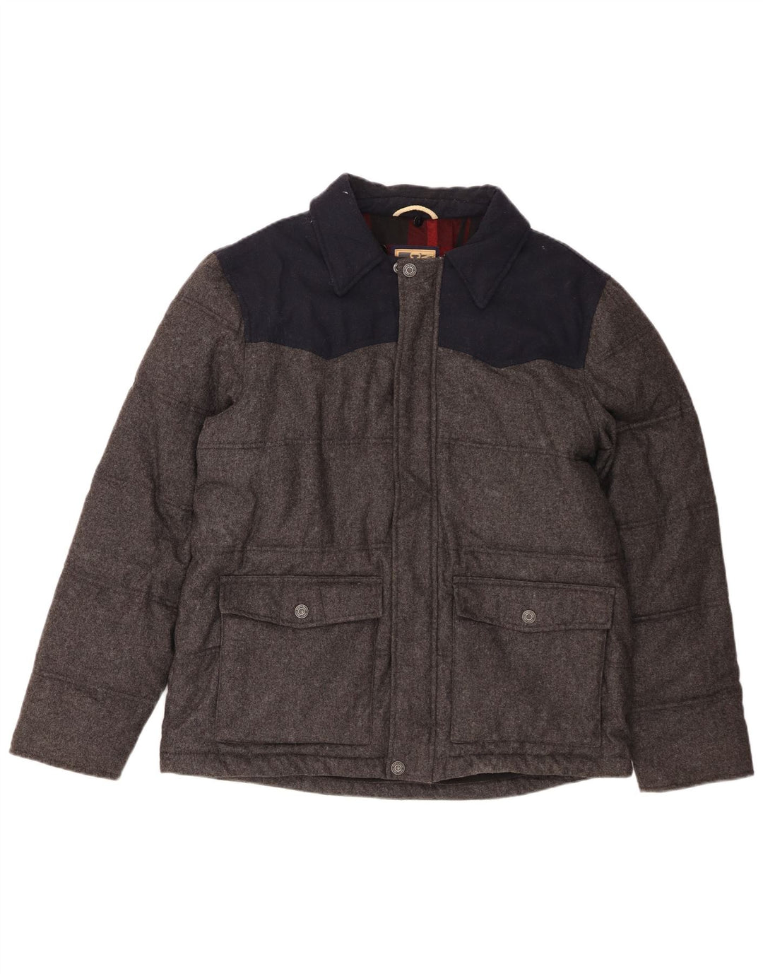 Marks & Spencer Herren Wattierte Jacke UK 41 Große graue Colourblock-Wolle