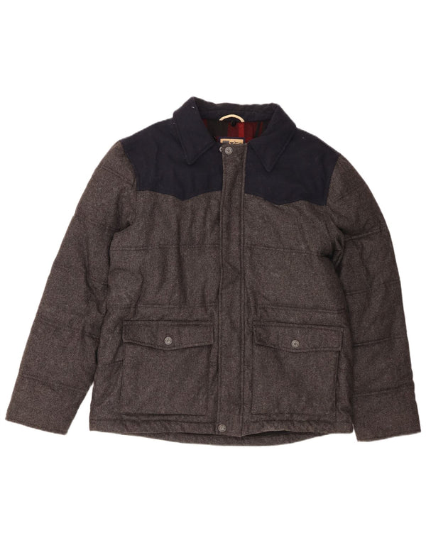 Marks & Spencer Herren Wattierte Jacke UK 41 Große graue Colourblock-Wolle