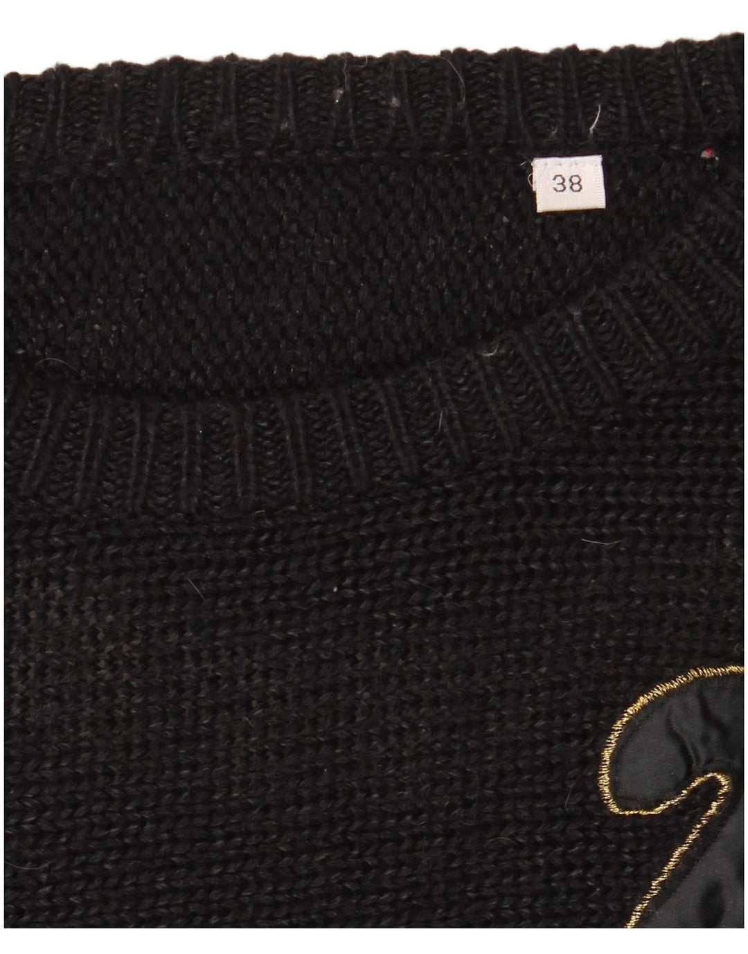 VINTAGE Damen-Pullover mit Rundhalsausschnitt, EU 38, Mittelschwarz, Farbblock