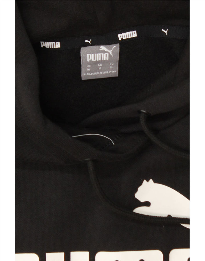 PUMA Womens Graphic Hoodie Jumper UK 14 Medium Black Polyester Vintage Puma and Second-Hand Puma from Messina Hembry 