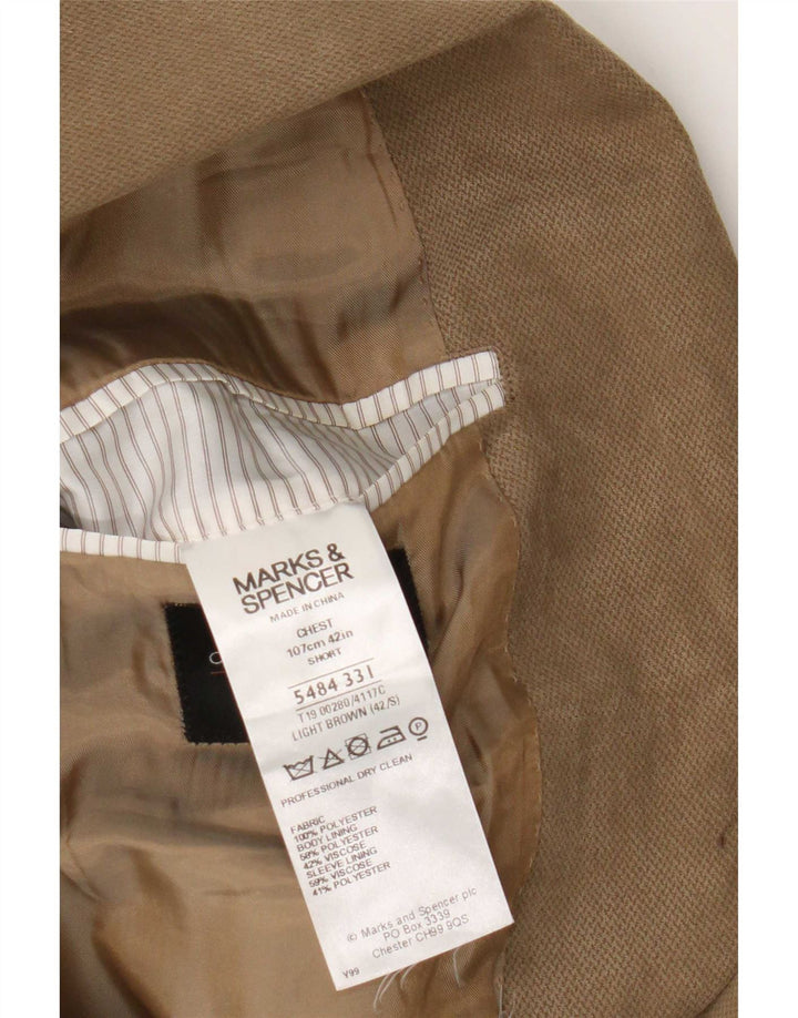 Marks & Spencer Herren-Blazer mit 2 Knöpfen, UK 42, Größe L, Beige, Polyester