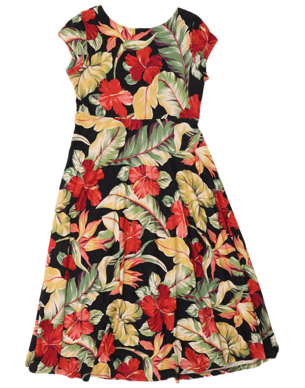 Chaps Petite A-Linien-Kleid für Damen, UK 18, XL, Schwarz, Blumenmuster, Baumwolle