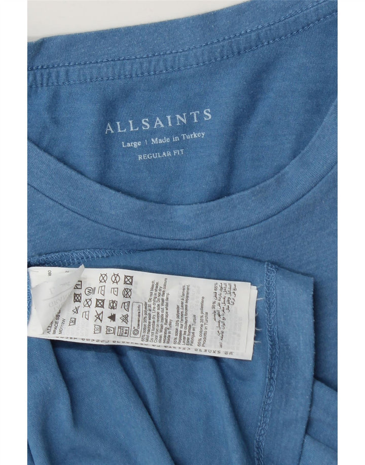 All Saints Herren-T-Shirt mit normaler Passform, groß, aus blauer Baumwolle