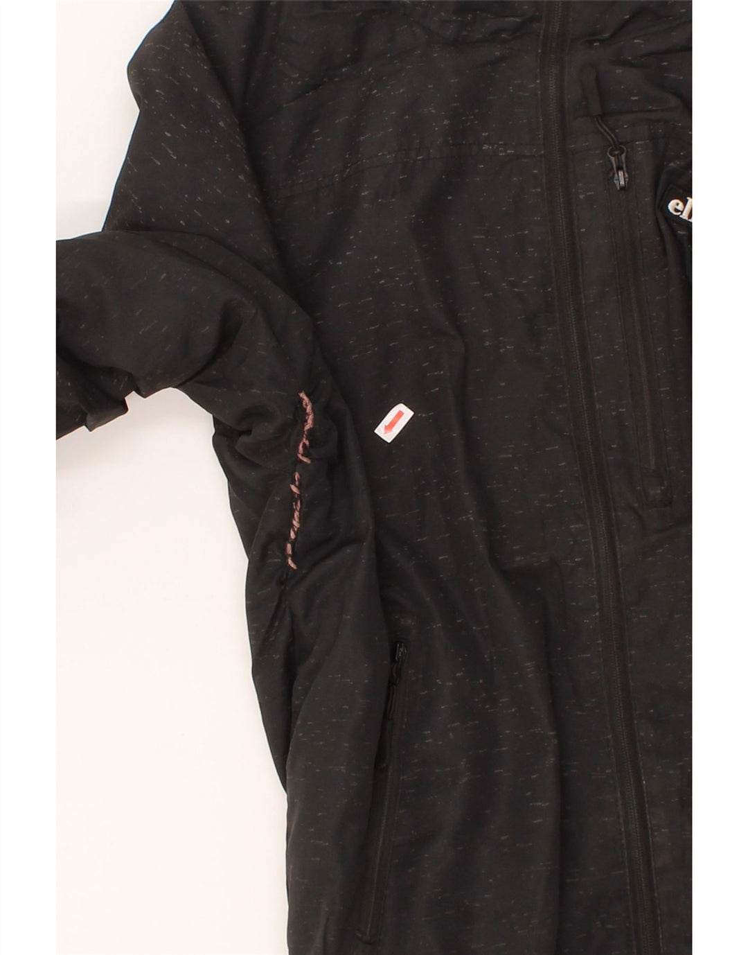 ELLESSE Mens Hooded Rain Jacket UK 34 XS Black Flecked Polyester Vintage Ellesse and Second-Hand Ellesse from Messina Hembry 