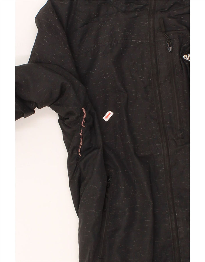 ELLESSE Mens Hooded Rain Jacket UK 34 XS Black Flecked Polyester Vintage Ellesse and Second-Hand Ellesse from Messina Hembry 