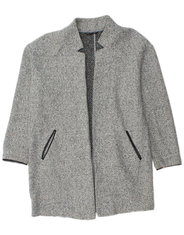 Marks & Spencer Offener Damenmantel UK 14 Large Grau geflecktes Polyester