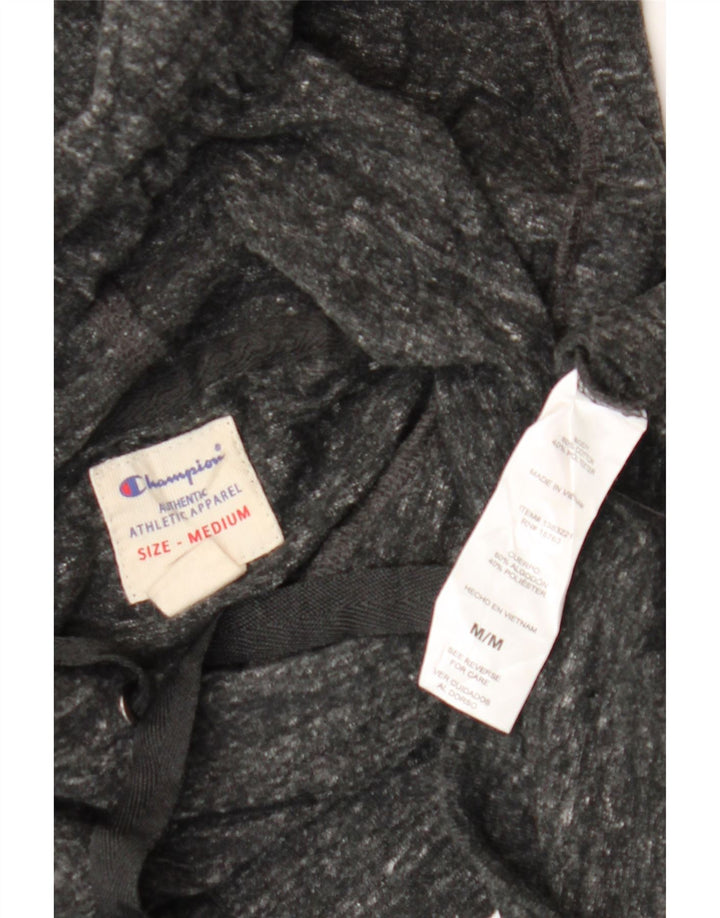 CHAMPION Womens Graphic Hoodie Pullover UK 14 Mittelgrau gefleckte Baumwolle