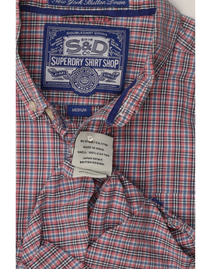 Superdry Herren-Hemd aus mittelrosa Gingham-Baumwolle