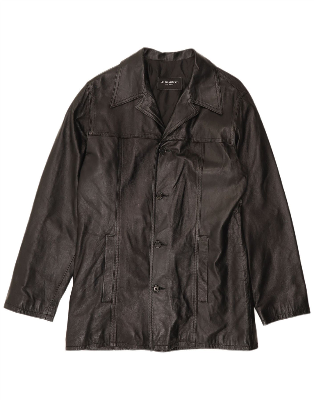 HELEN HUBERT Herren Lederjacke UK 38 Mittelschwarzes Leder