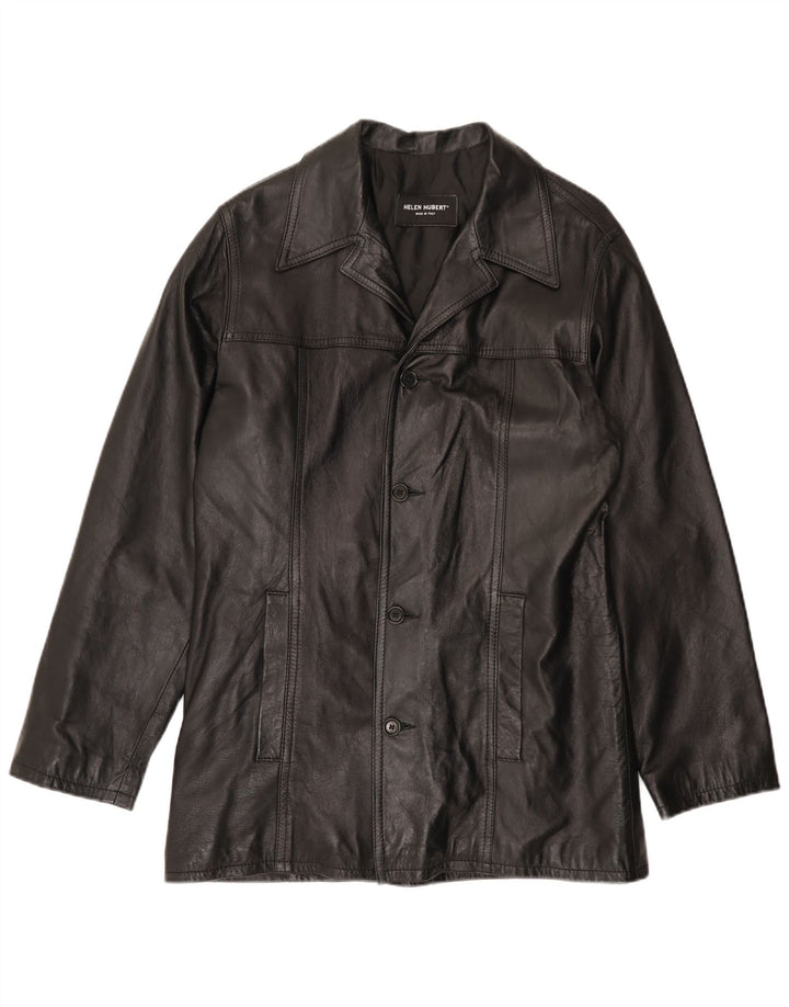 HELEN HUBERT Herren Lederjacke UK 38 Mittelschwarzes Leder