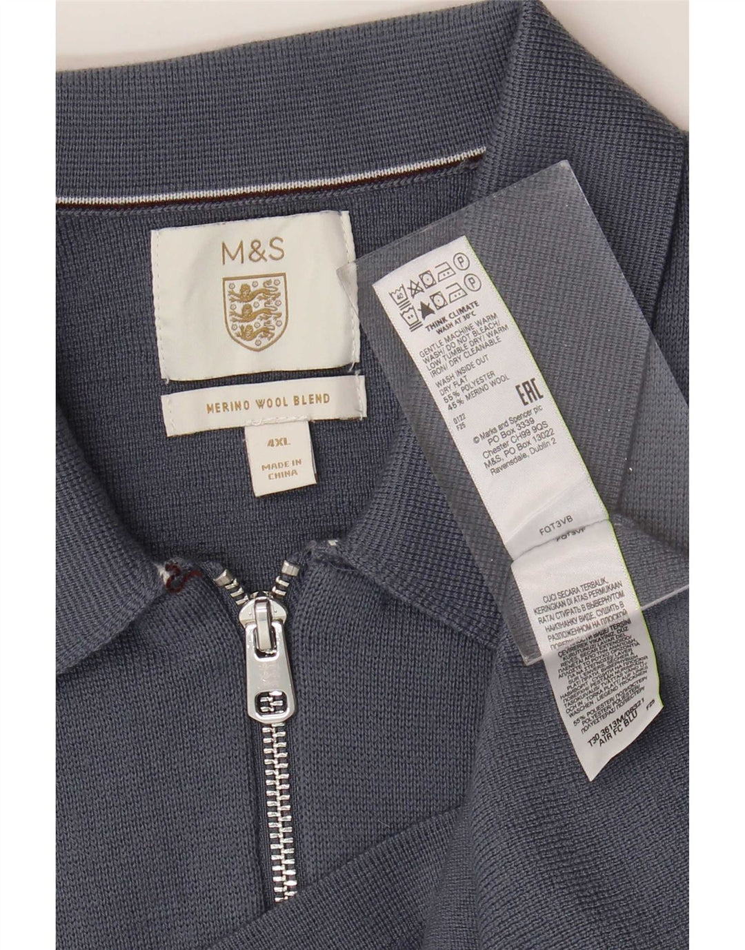 Marks & Spencer Herren Strickjacke 4XL Blau Polyester