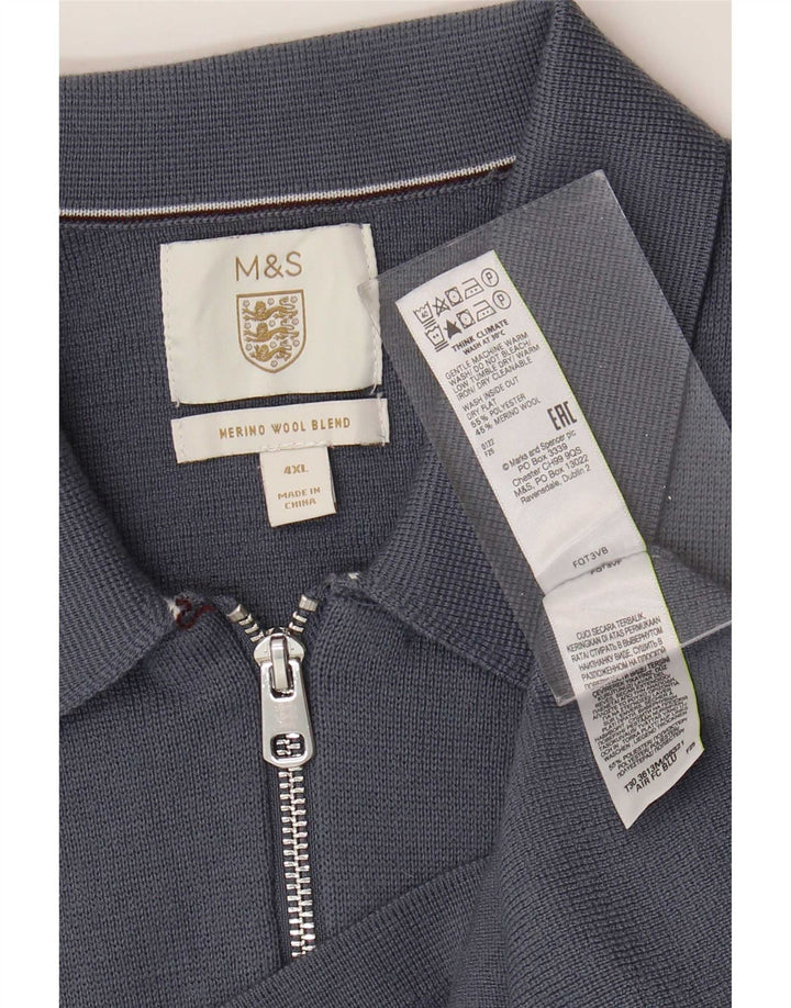 Marks & Spencer Herren Strickjacke 4XL Blau Polyester