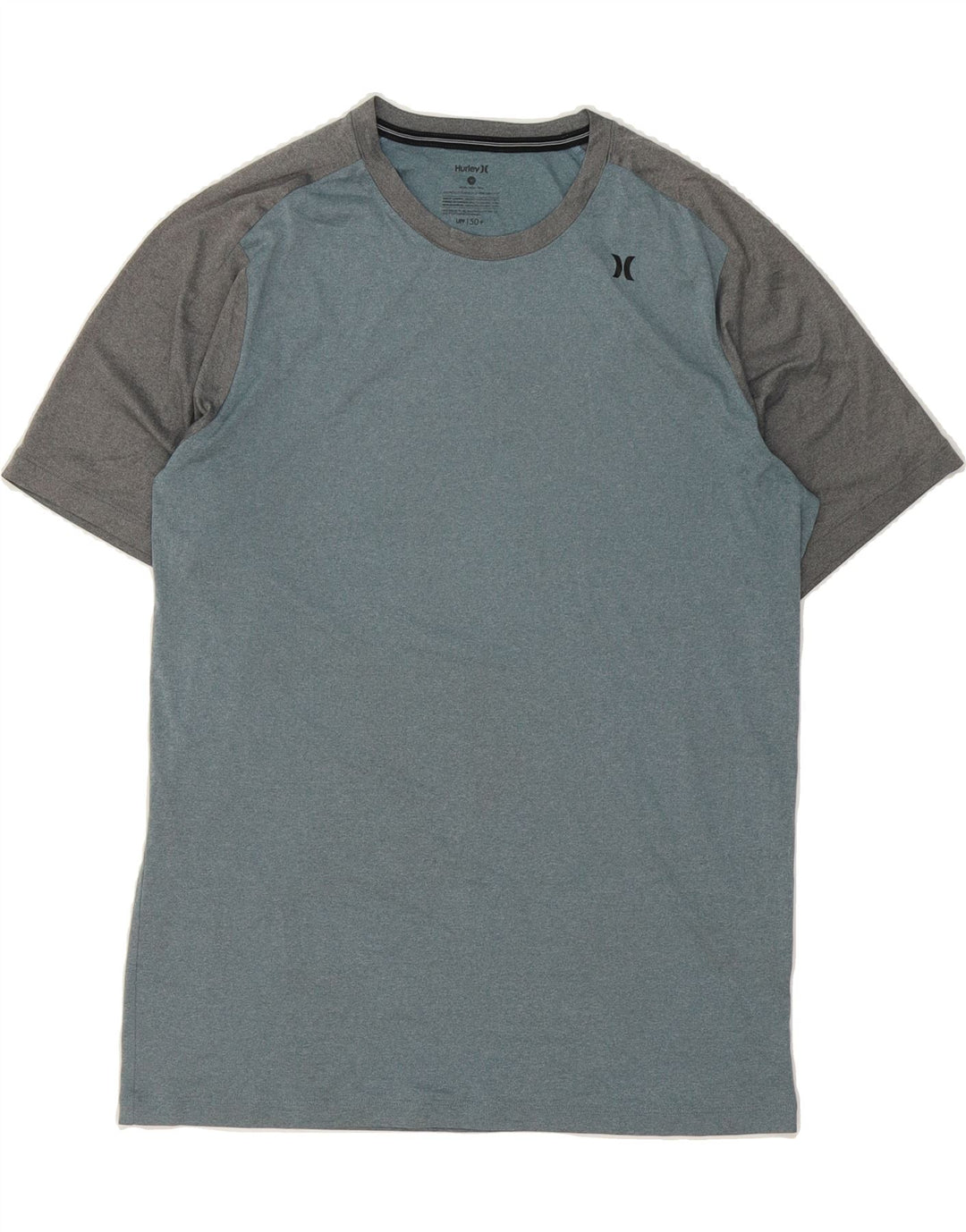 HURLEY Mens Dri Fit Graphic T-Shirt Top Medium Blue Colourblock Polyester Vintage Hurley and Second-Hand Hurley from Messina Hembry 