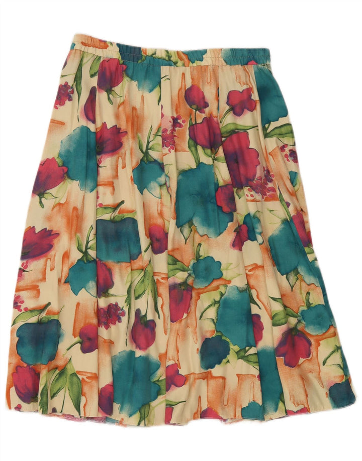 VINTAGE Damen A-Linienrock W32 Großes mehrfarbiges Blumenmuster