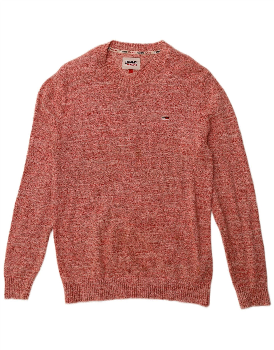 TOMMY HILFIGER Womens Oversized Crew Neck Jumper Sweater UK 10 Small Red