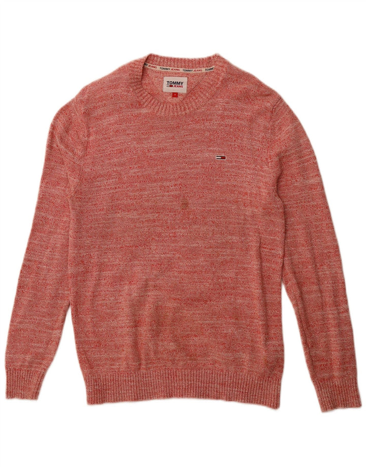 TOMMY HILFIGER Womens Oversized Crew Neck Jumper Sweater UK 10 Small Red