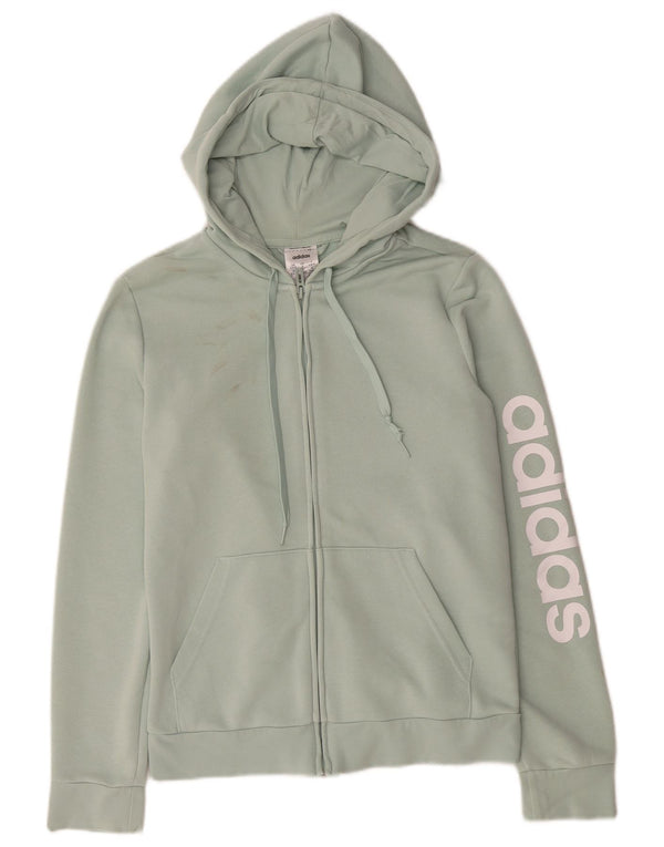 Adidas Damen Graphic Zip Hoodie Pullover UK 10 Small Grüne Baumwolle