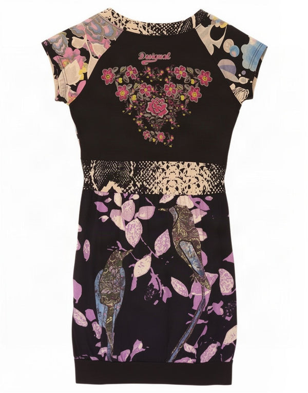 Desigual Womens Abstract Pattern Bubble Dress UK 14 Große marineblaue Baumwolle