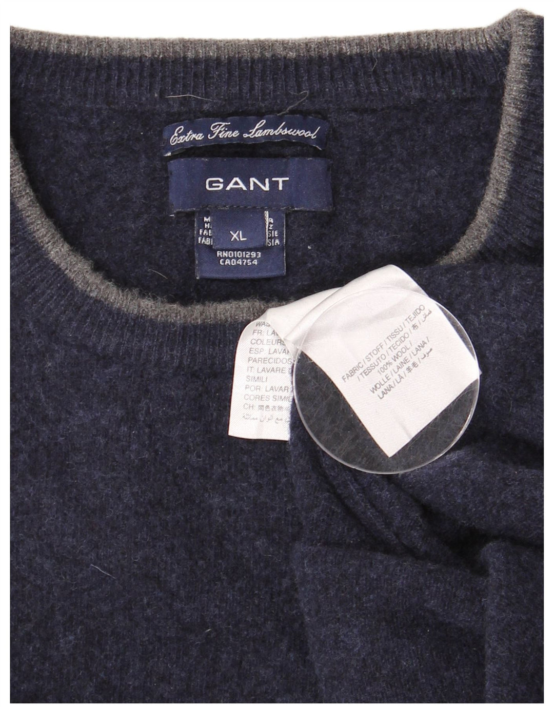 Gant Herren-Pullover mit Rundhalsausschnitt, XL, marineblaue Lammwolle