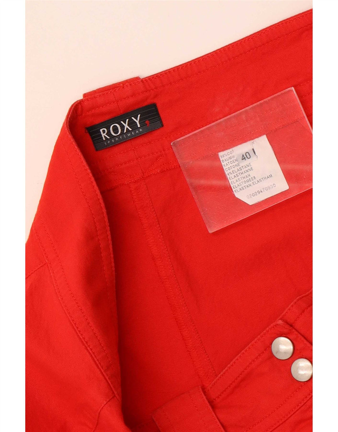 Gerade geschnittene Damenhose von Roxy, EU 40, mittelgroß, W30, L23, rote Baumwolle