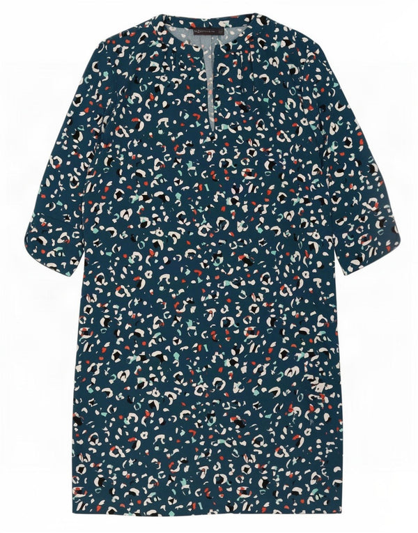 Marks & Spencer Damen Etuikleid UK 12 Mittelblaues Tiermuster