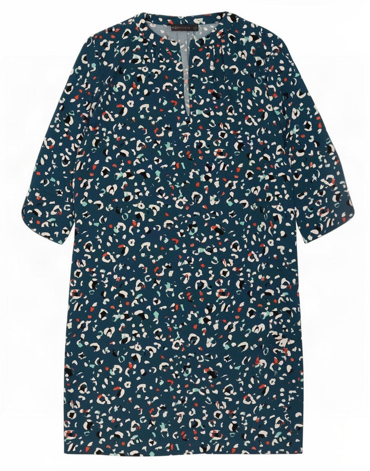 Marks & Spencer Damen Etuikleid UK 12 Mittelblaues Tiermuster