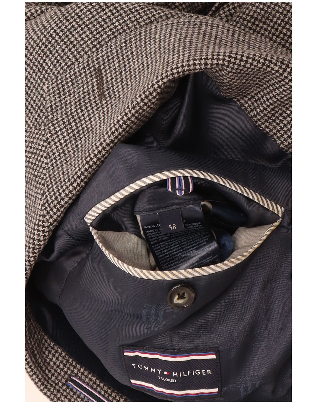 TOMMY HILFIGER Maßgeschneiderte Herren-Blazerjacke IT 48 Mittelgrauer Hahnentritt