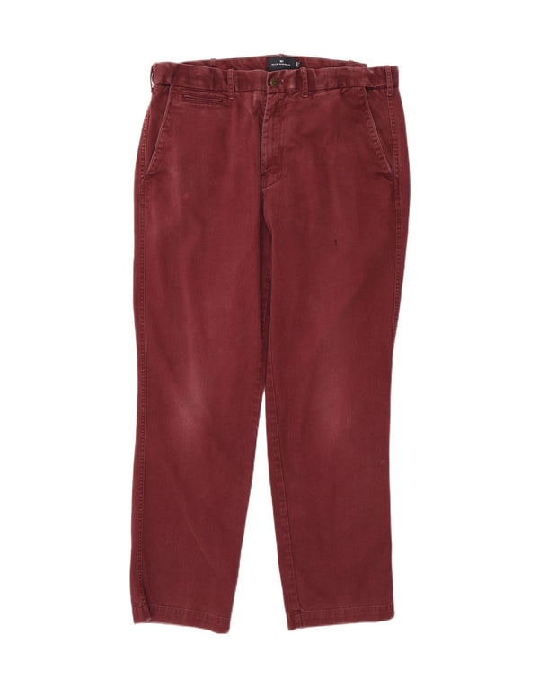 Marks & Spencer Herren Blue Harbour Gerade Chinohose W36 L31 Burgunderrot