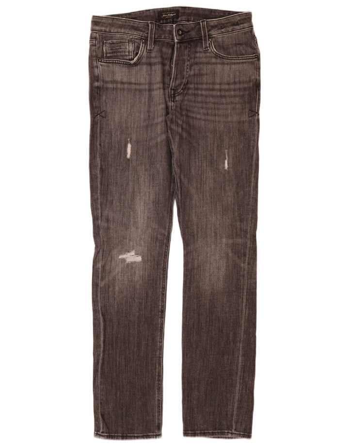 Jack & Jones Herren Distressed Slim Jeans W31 L34 Graue Baumwolle
