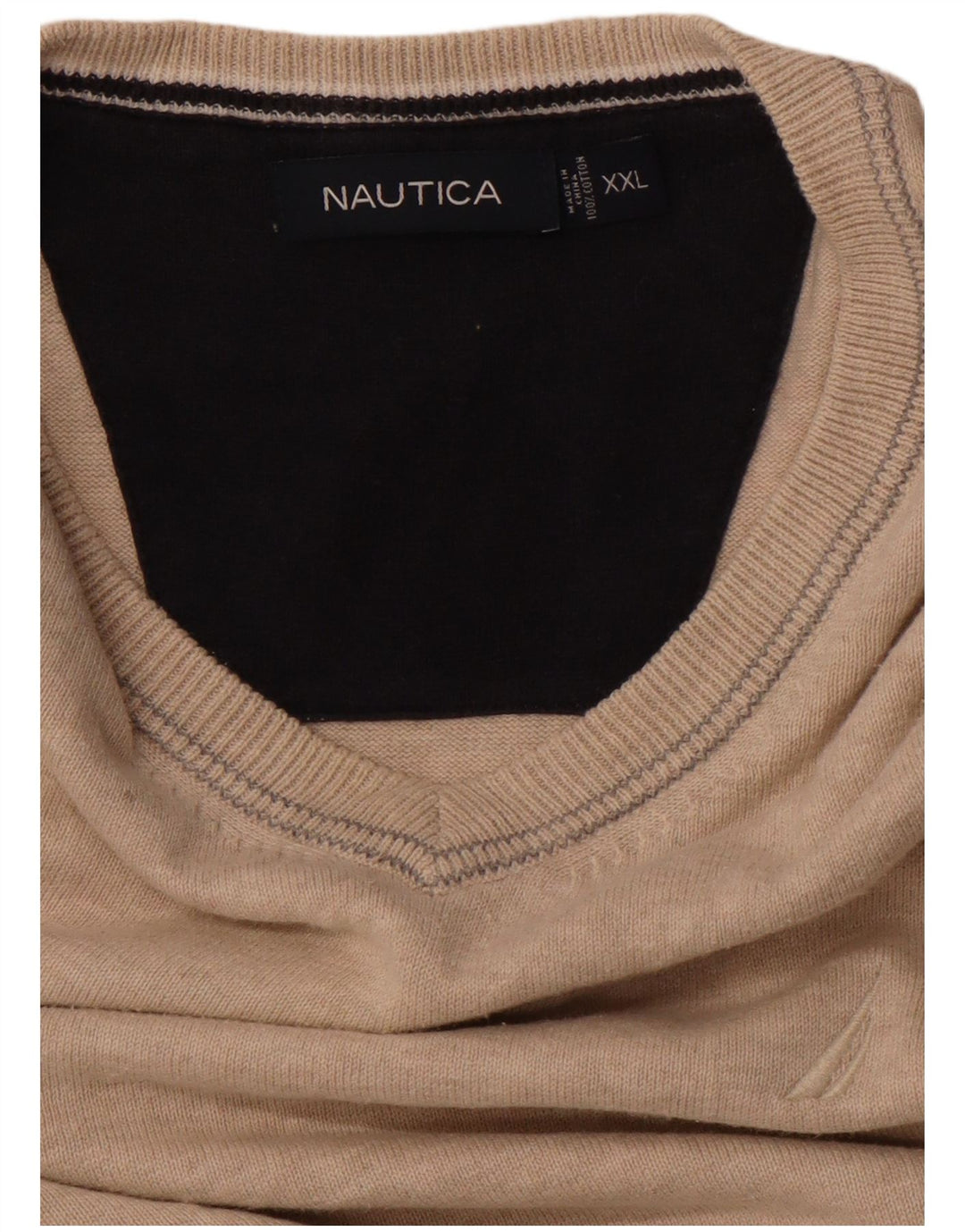 NAUTICA Herren Weste Tank Top 2XL Beige Baumwolle