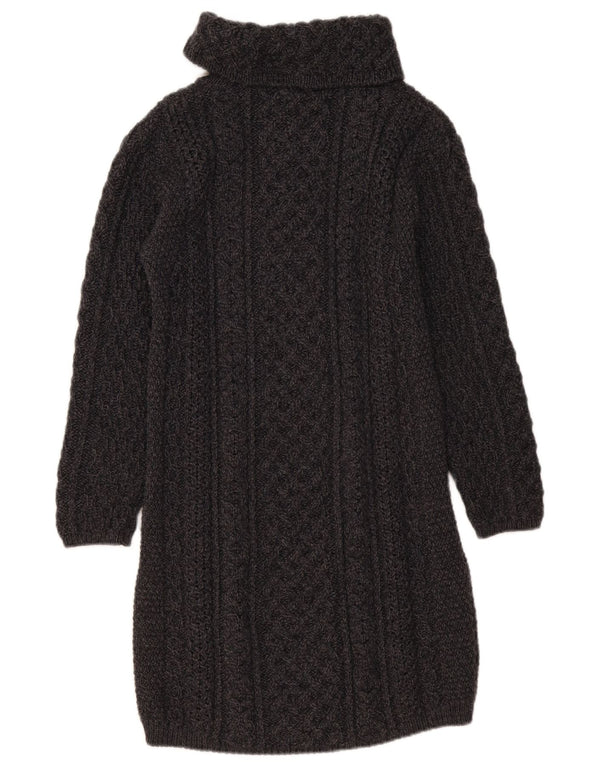 Aran Wollen Mills Damen Langarm-Pulloverkleid UK 14 Mittelgrau