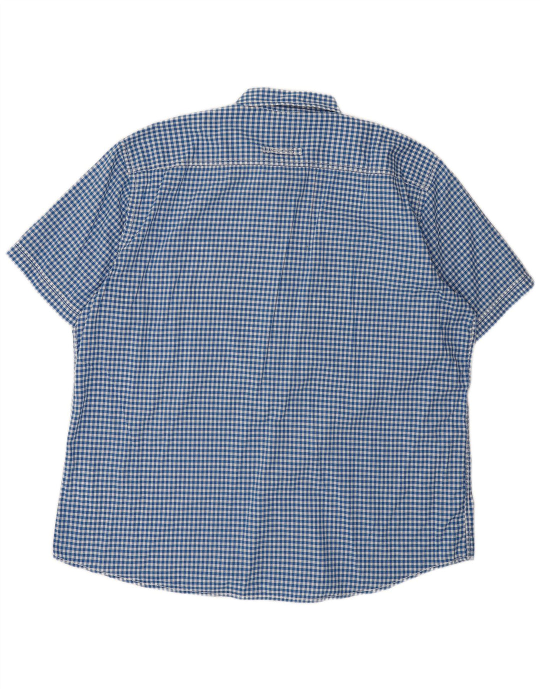 Camel Active Herren-Kurzarmhemd mit normaler Passform, 2XL, blaues Gingham-Baumwolle
