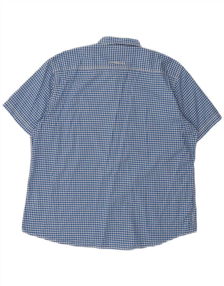 Camel Active Herren-Kurzarmhemd mit normaler Passform, 2XL, blaues Gingham-Baumwolle